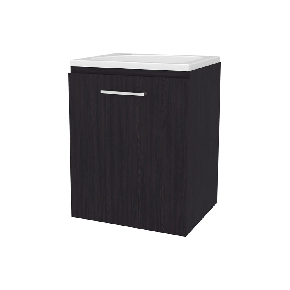 English Elm Wengue Floating Bathroom Vanity with Integrated Sink, Wall-Mounted Minimalist Soft-Close Storage B062P303921
