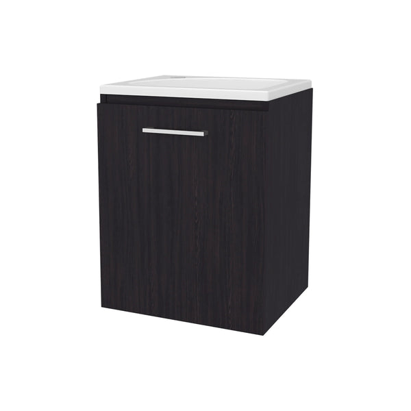 English Elm Wengue Floating Bathroom Vanity with Integrated Sink, Wall-Mounted Minimalist Soft-Close Storage B062P303921