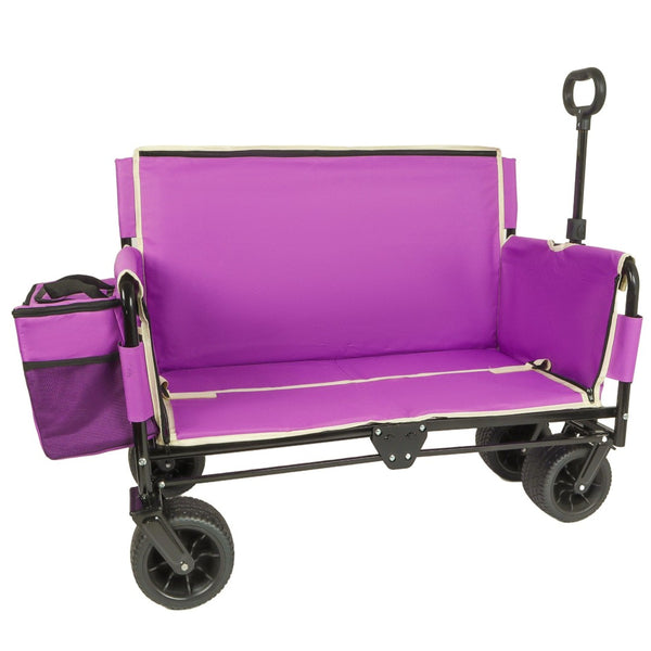 English Elm 3-in-1 Convertible Folding Wagon with 500lb Steel Frame and All-terrain Swivel Wheels Purple W2932P390459