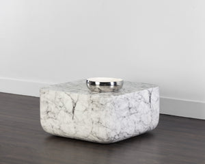 Sunpan Strut Contemporary Concrete Coffee Table with Unique Design for Modern Living Spaces and Outdoors Marble Look