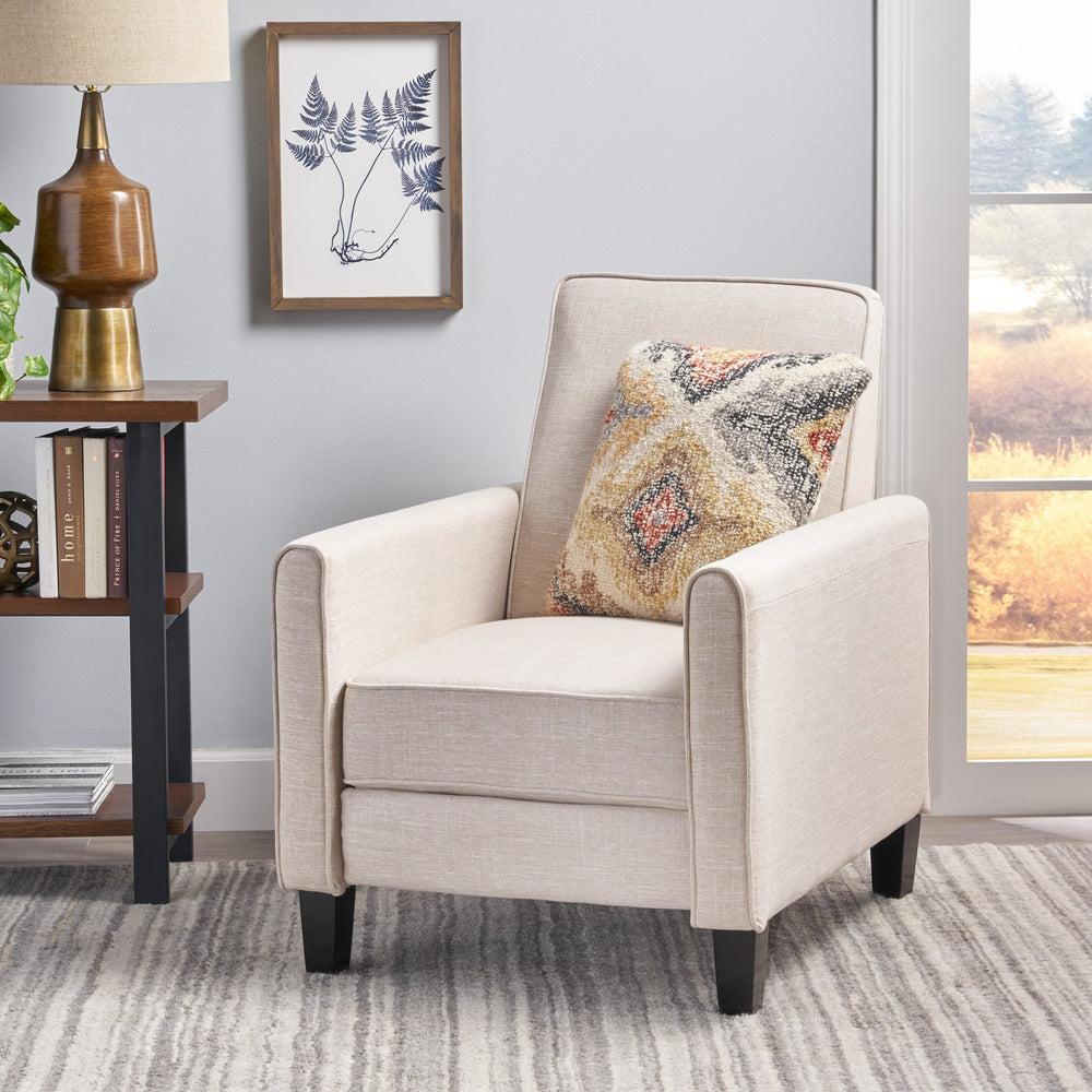 English Elm Christopher Knight Home® - Light Beige Linen Push Back Chair with Plush Padding, Ergonomic Recline, Durable Frame for Home Comfort 52422.00FLBEI