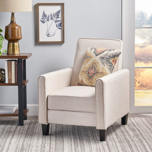 English Elm Christopher Knight Home® - Light Beige Linen Push Back Chair with Plush Padding, Ergonomic Recline, Durable Frame for Home Comfort 52422.00FLBEI