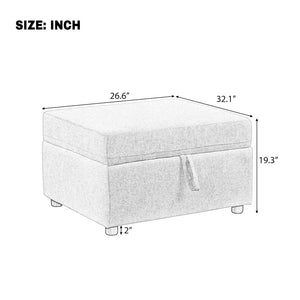 English Elm 26.6" Chenille Lift Top Storage Ottoman Wide Seat Footrest for Living Room or Bedroom Gray N719P264008E