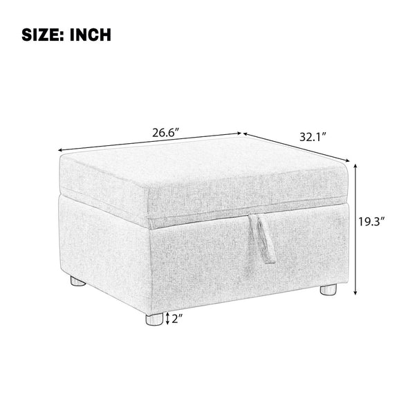 English Elm 26.6" Chenille Lift Top Storage Ottoman Wide Seat Footrest for Living Room or Bedroom Gray N719P264008E