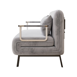 English Elm velvet 55″ Convertible Chair Bed with 18.1" Height, Tri-Fold Sleeper Sofa, Plush Light Gray Comfort W1767P145839