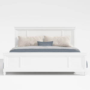 English Elm Christopher Knight Home® - King Solid Wood Bed Platform White Farmhouse Style King Size Frame Sturdy Slats 800lb Support, Fits 8-12" Mattress, Minimalist Elegance N758K906162K