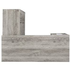 English Elm 1pc L-Shape Desk 60" Home Office Workstation with Three Drawers, Built-In File Cabinet, Shelves Driftwood,Grey 64.76 L x 26.97 W x 10.43 H B011P361979