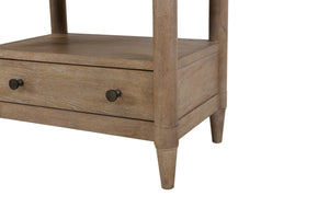 English Elm Open Nightstand with Two Drawers and Felt-Cedar Linings, Solid Wood+MDF, Custom Hardware, Durable Finish Sand 29.25 L x 20.5 W x 25.75 H B2699P218787