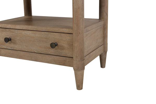 English Elm Open Nightstand with Two Drawers and Felt-Cedar Linings, Solid Wood+MDF, Custom Hardware, Durable Finish Sand 29.25 L x 20.5 W x 25.75 H B2699P218787