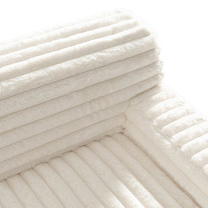 English Elm 110" Cloud Sectional Sofa Upholstered with Ultra-Soft Faux Rabbit Fur, Modular L-Shape Comfort and Easy Care Beige N719S001820A