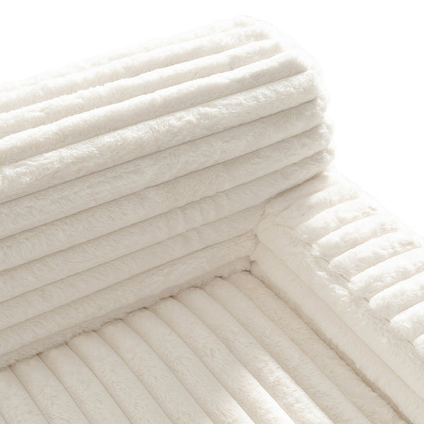 English Elm 110" Cloud Sectional Sofa Upholstered with Ultra-Soft Faux Rabbit Fur, Modular L-Shape Comfort and Easy Care Beige N719S001820A