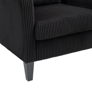 English Elm COOLMORE Modern Accent Chair with Plush Corduroy Upholstery, Solid Wood Frame and Two Pillows Black W395P195364