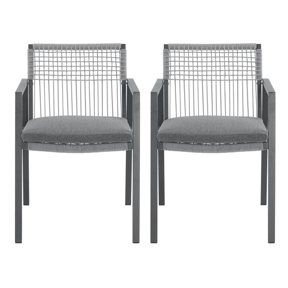 English Elm Christopher Knight Home® - Outdoor Dining Chair Set of 2 — Aluminum Frame & Handwoven Rope, Ergonomic Cushioned Patio Seating, Rust-Resistant Weatherproof Design N768P196697G