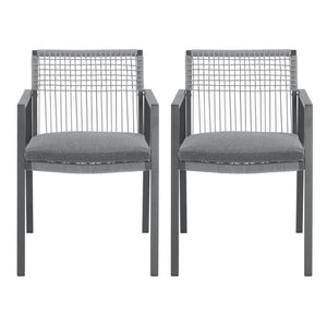 English Elm Christopher Knight Home® - Outdoor Dining Chair Set of 2 — Aluminum Frame & Handwoven Rope, Ergonomic Cushioned Patio Seating, Rust-Resistant Weatherproof Design N768P196697G