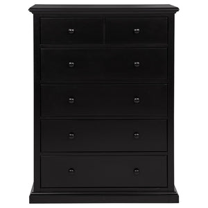 English Elm Anzio Six Drawer Tall Chest Matte Finish Modern Storage for Small Bedroom Spaces Black B062P451784
