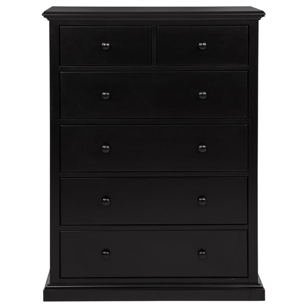 English Elm Anzio Six Drawer Tall Chest Matte Finish Modern Storage for Small Bedroom Spaces Black B062P451784