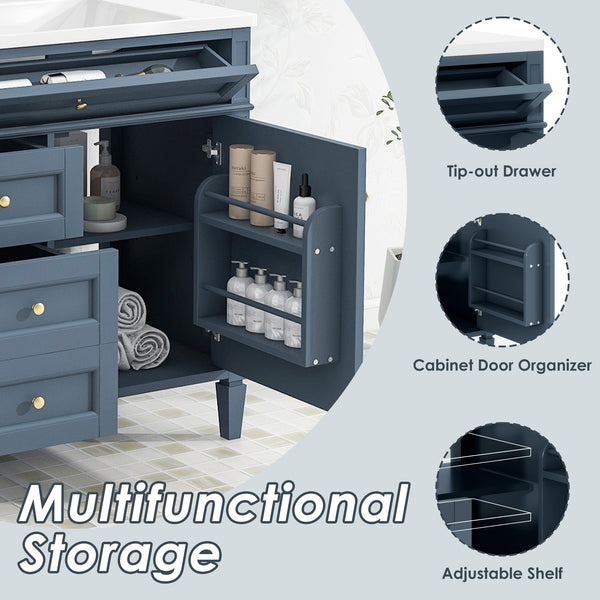 English Elm 36'' Modern Bathroom Vanity With Ceramic Sink, 2 Drawers & Tip-Out Drawer For Stylish Storage Solutions SW000119AAM-2