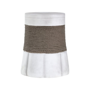 English Elm Outdoor Mgo Side Table with Woven Rope Texture and Fan Base for Patio or Living Room N765P382573W