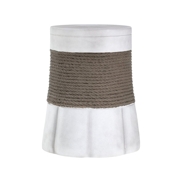 English Elm Outdoor Mgo Side Table with Woven Rope Texture and Fan Base for Patio or Living Room N765P382573W