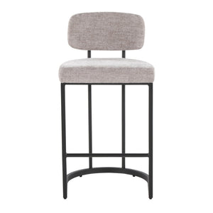 English Elm Fixed-height Barstools Powder Coated Steel Frame Brown Upholstered Seat Set of Two B202P471214