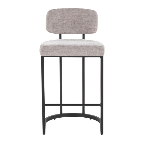 English Elm Fixed-height Barstools Powder Coated Steel Frame Brown Upholstered Seat Set of Two B202P471214