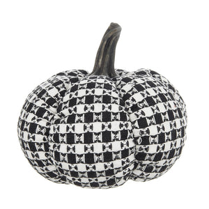 English Elm Set Of 2 Black-White Plaid Fabric Pumpkins - Cozy Rustic Décor For Fall & Halloween Displays W2078P237308-GIGA