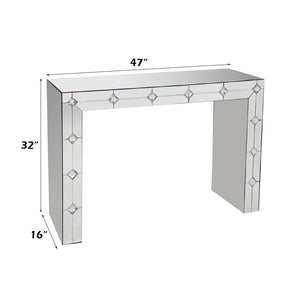 English Elm Hessa Glam Mirrored Console Table with Rhinestone Inlay for Entryway Decor B2726P446690