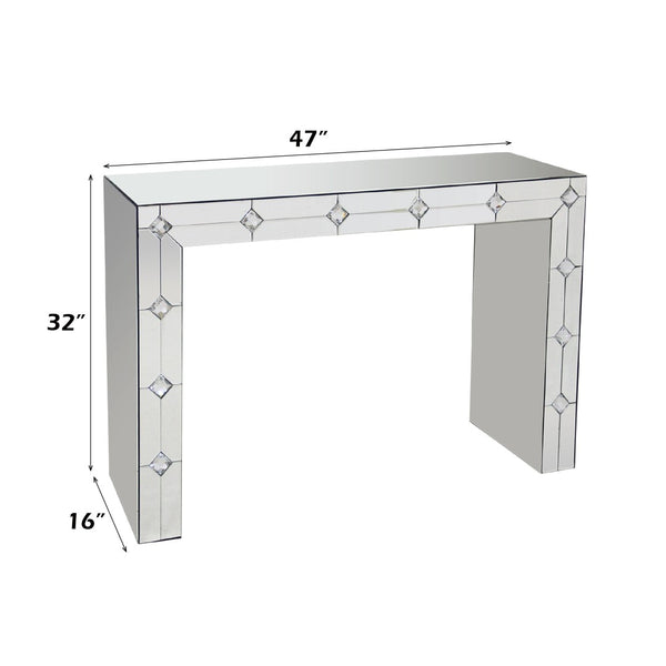 English Elm Hessa Glam Mirrored Console Table with Rhinestone Inlay for Entryway Decor B2726P446690