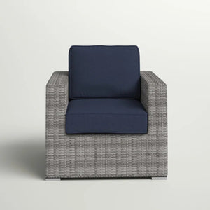 English Elm wicker Club Chair GREY - All-Weather HDPE Wicker on Aluminum Frame, Plush UV-Resistant Cushions, No Assembly (34"L) B120P233817