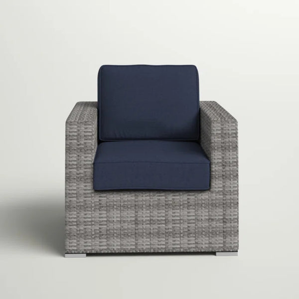 English Elm wicker Club Chair GREY - All-Weather HDPE Wicker on Aluminum Frame, Plush UV-Resistant Cushions, No Assembly (34"L) B120P233817