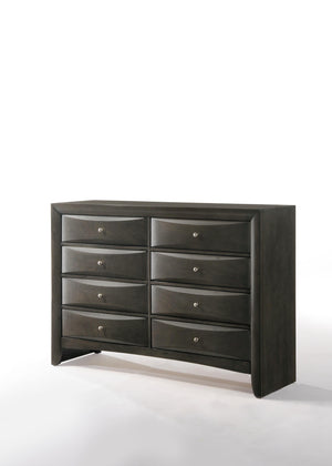 English Elm Ireland Eight-Drawer Dresser with Okume Veneer Top, Brushed Nickel Knobs and Durable Wood Frame Gray 61 L x 19 W x 45 H B2726P257382