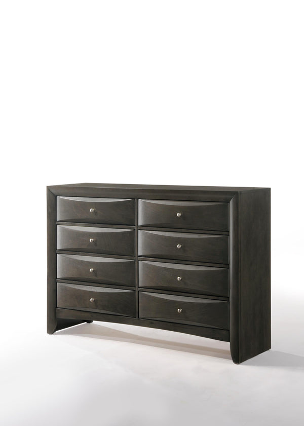 English Elm Ireland Eight-Drawer Dresser with Okume Veneer Top, Brushed Nickel Knobs and Durable Wood Frame Gray 61 L x 19 W x 45 H B2726P257382