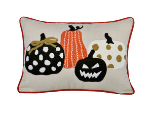 English Elm Halloween Pumpkin Embroidered Throw Pillow – Whimsical Polka Dot Cushion For Spooky Decor Fun B357P360653