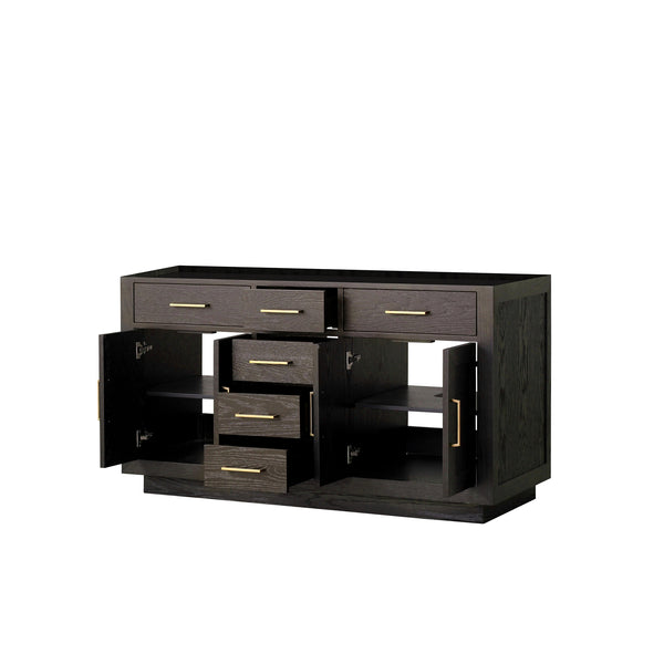 English Elm Brown Brown Oak Double Bath Vanity 60 in. W x 22 in. D - 2-Sink Midcentury Wood Cabinet, Soft-Close Drawers, Fully Assembled B2731P257729
