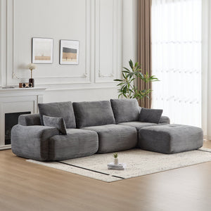 English Elm Modern Memory Foam Compressed Sofa — Pet-Friendly Corduroy Modular Sectional, Cloud-Like Comfort, No Assembly Grey W3723S00011