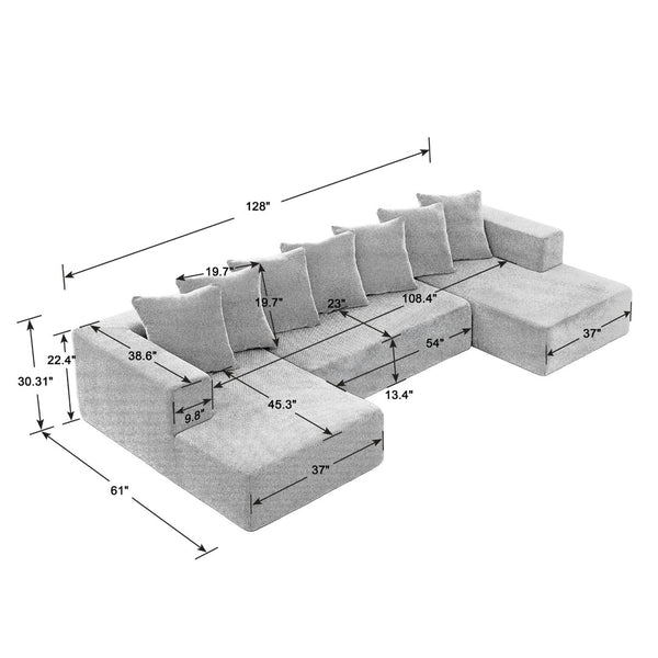 English Elm Chenille Modular U-shaped Sectional Sofa Plush Cloud Seating for Living Room W2339S00016