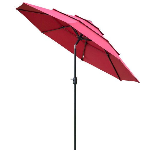 English Elm Outsunny 9Ft Stylish Outdoor Market Umbrella With Crank & Tilt, Elegant Wine Red, Perfect For Patios W2225P200446-GIGA