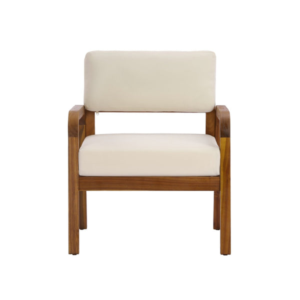 English Elm Outdoor Solid Acacia Wood Patio Armchair Teak Finish Slat Back Poolside Lounge N768P382498T_2