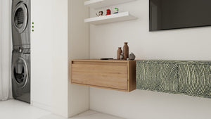 English Elm 30" Imitative Oak Wall-Mount Vanity Cabinet with Soft-Close Drawers, Scratch & Water-Resistant Finish W999P205627
