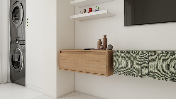 English Elm 30" Imitative Oak Wall-Mount Vanity Cabinet with Soft-Close Drawers, Scratch & Water-Resistant Finish W999P205627