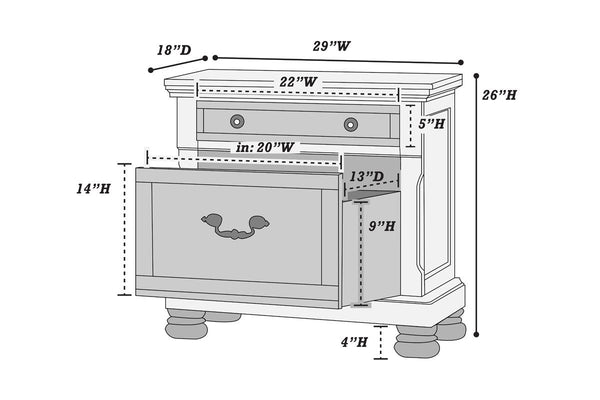 English Elm Traditional Cherry Finish Nightstand with Felt-Lined & Double Drawer Storage, Sturdy 29"x18"x26" Bedside Appeal B01149999