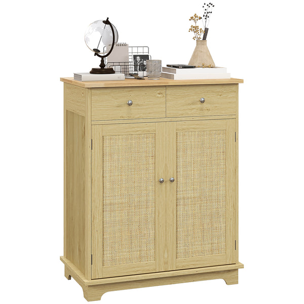 English Elm Homcom Sideboard With Rubberwood Countertop, Versatile Modern Kitchen Storage & Coffee Bar Cabinet W2225P217716