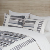 INK+IVY Serena Mid-Century 3 Piece Cotton Printed Comforter Set w/ trims II10-1215 Navy