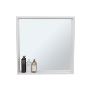English Elm Dakota Wall-Mounted Medicine Cabinet with Mirror & Shelves, White Engineered Wood Organizer Stylish and Space-Saving B200P362001