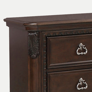 English Elm Mahogany Solid Wood 2-Drawer Nightstand with Ash Veneer, Custom Hardware, Spacious Storage, Elegant Finish B2699P230438