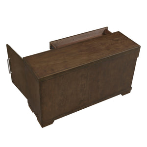 English Elm Modern Mango Veneer End Table with Dovetail Drawer and Open Shelf, Nickel Pull, Contemporary Storage Design Espresso 53.5 L x 19.5 W x 31.5 H B011P387101