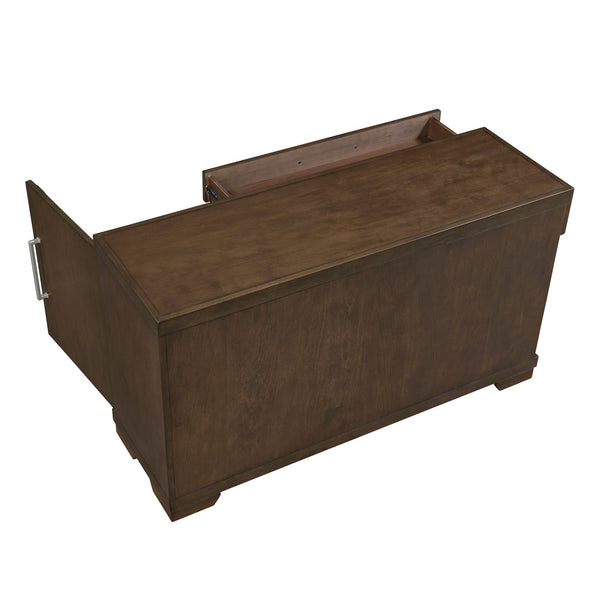 English Elm Modern Mango Veneer End Table with Dovetail Drawer and Open Shelf, Nickel Pull, Contemporary Storage Design Espresso 53.5 L x 19.5 W x 31.5 H B011P387101