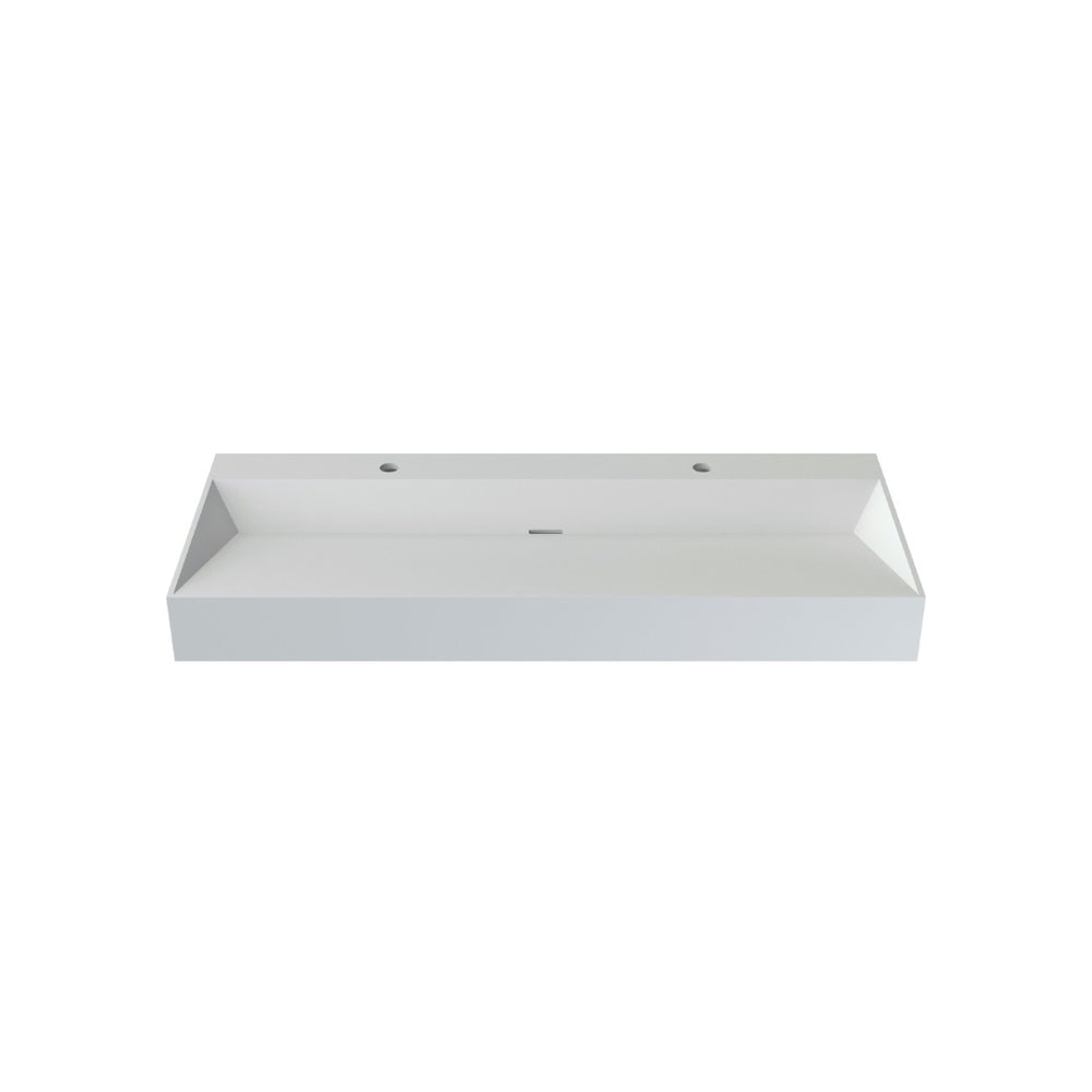 English Elm 48 Inch Matte White Solid Surface Bathroom Basin Rectangular Vanity Sink Modern T3785P491216