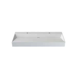 English Elm 48 Inch Matte White Solid Surface Bathroom Basin Rectangular Vanity Sink Modern T3785P491216