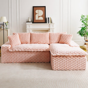 English Elm Pink Turtle Velvet Convertible Sofa: Plush, Stylish Twin-Seat With Chaise Lounge For Ultimate Comfort W3371S00028-GIGA